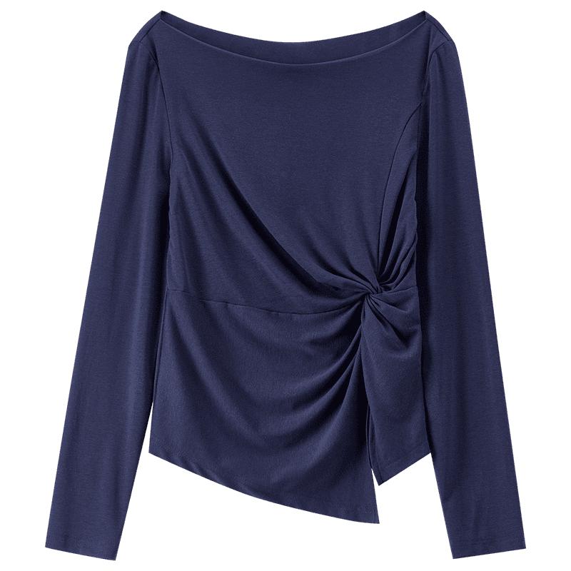 Women's Slim-Fit Irregular Hem Knit T-Shirt