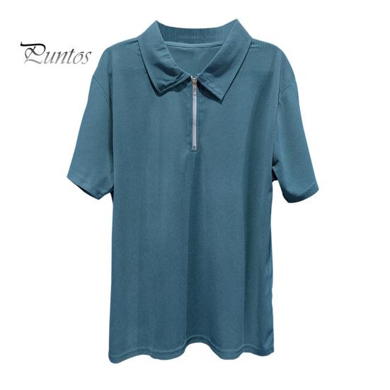 Мужская футболка с застежкой-молнией и лацканами, однотонная, с короткими рукавами, повседневная, свободная, летняя футболка для гольфа, уличной одежды, пляжа, путешествий