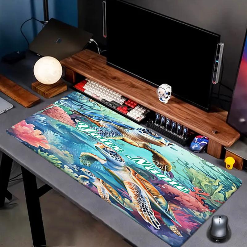 1PC Custom Name Ocean Turtles Adventure Mouse pad, keyboard and mouse desk pad, for computer notebook Birthday Gift For Any Room Or Office