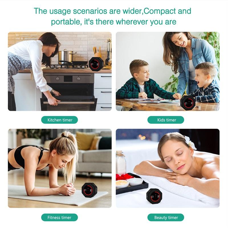 Flip Pomodoro Timer Gravity Sensor LED Productivity Timer USB-C Rechargeable Countdown 3/5/10/25/60 Timer for Work Study Kitchen