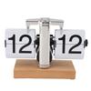 Retro Digital Flip Down Clock Flip Desk Clock Mechanical Battery Powered Home Office Decor 24 Hour Wood Base White