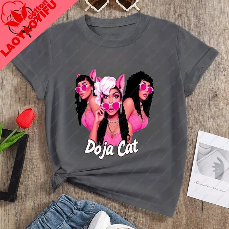 Classic Poster Printed Fashionable Unisexs Tshirt By American Singer Doja Cat Summer Casual Pure Cotton Roundneck Tshirt