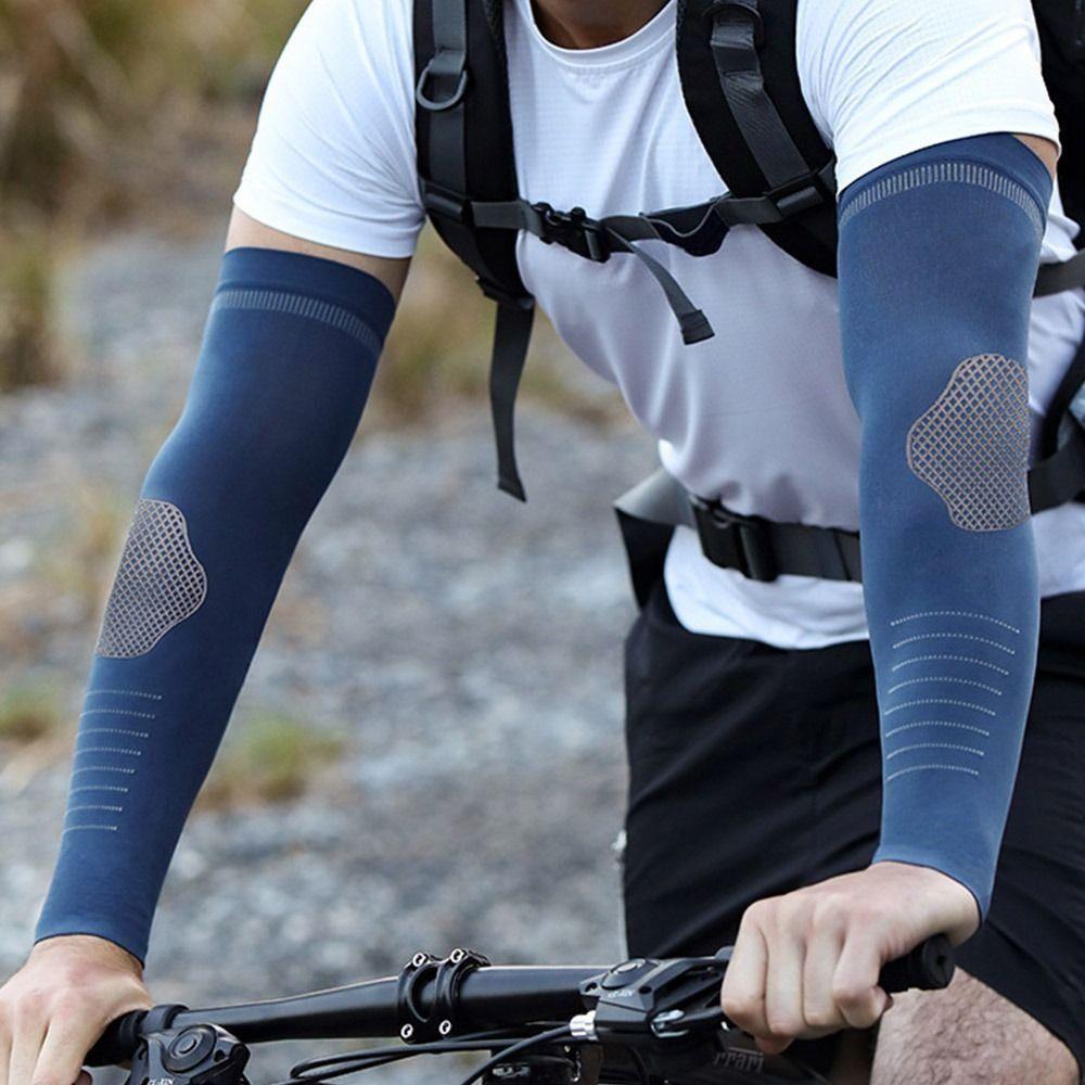 2Pcs Quick-drying Men's Sports Arm Guards Ice Silk Cooling Sleeves Cover New Sunscreen Sleeves