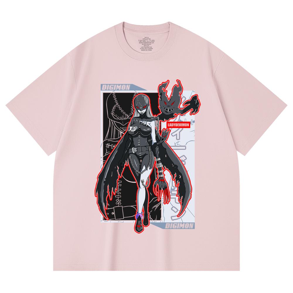 230 Gsm 100% Cotton Digimon V8 Lady Devimon Print Unisex Heavy Cotton T Shirt