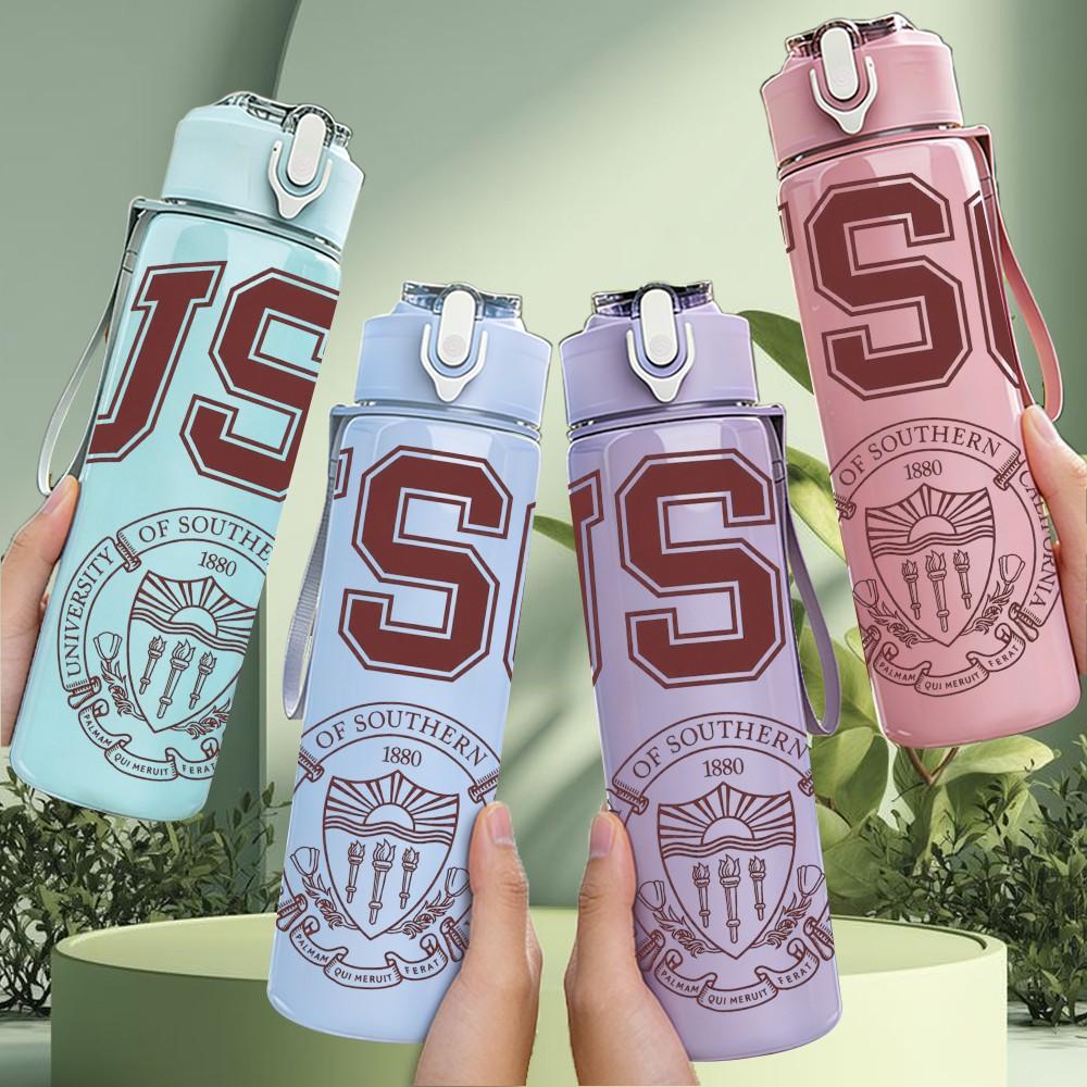 1PC USC University 750ml sports water bottle leakproof straw lid outdoor office home