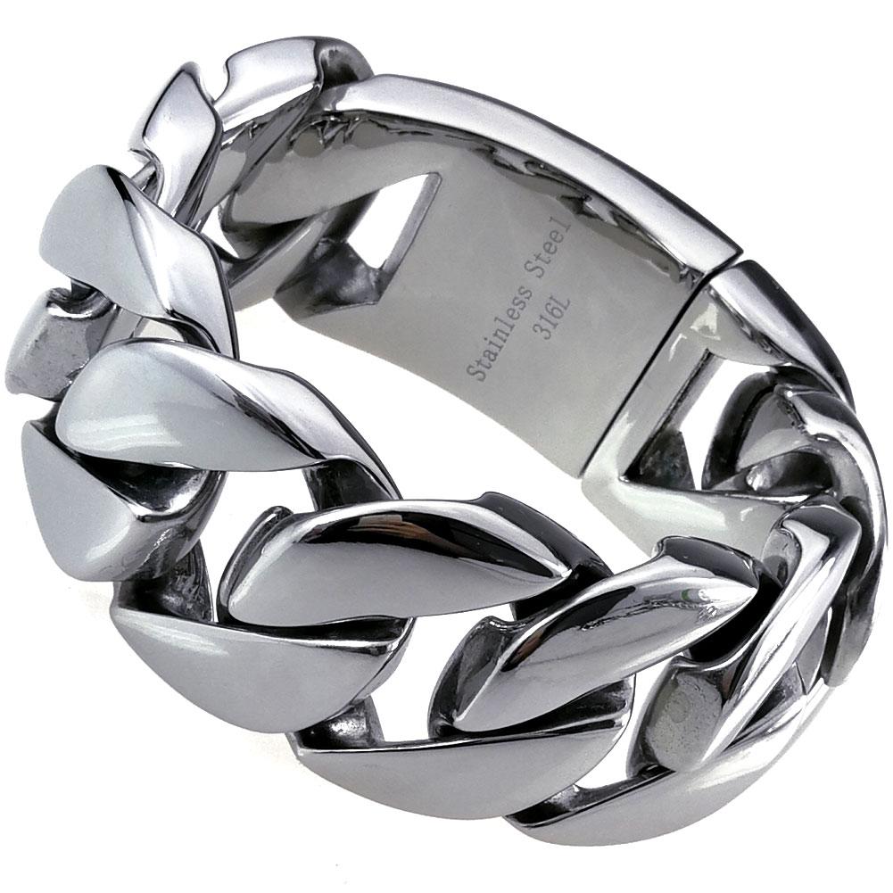 Ширина 32 мм, массивный браслет в стиле хип-хоп из нержавеющей стали 316L, стального цвета, с дизайнерскими шармами