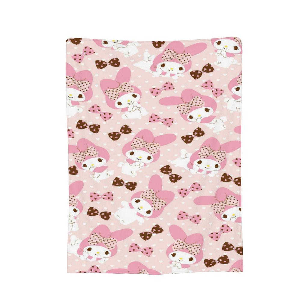 My Melody Knitted blanket Cute Cartoon Flannel Throw blanket Airplane Travel Personalised Ultra-Soft Warm Bedsprea,
