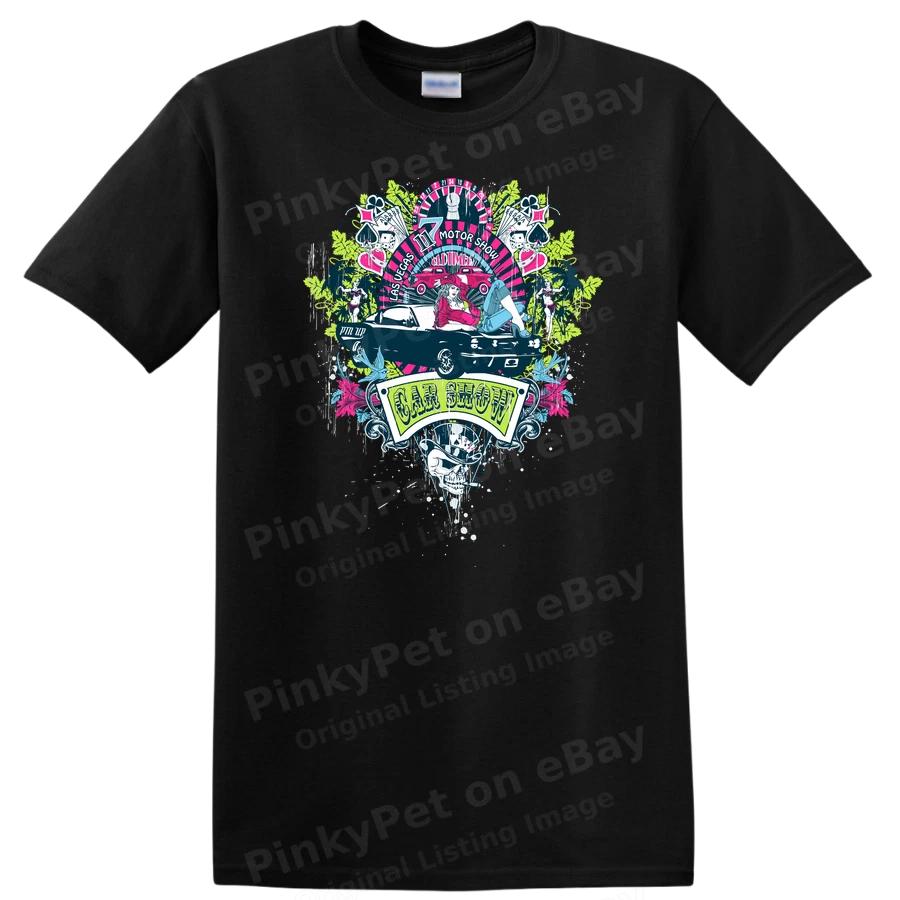Car Show T Shirt Vintage Las Vegas Motor Show Pin Up Tee Classic Design