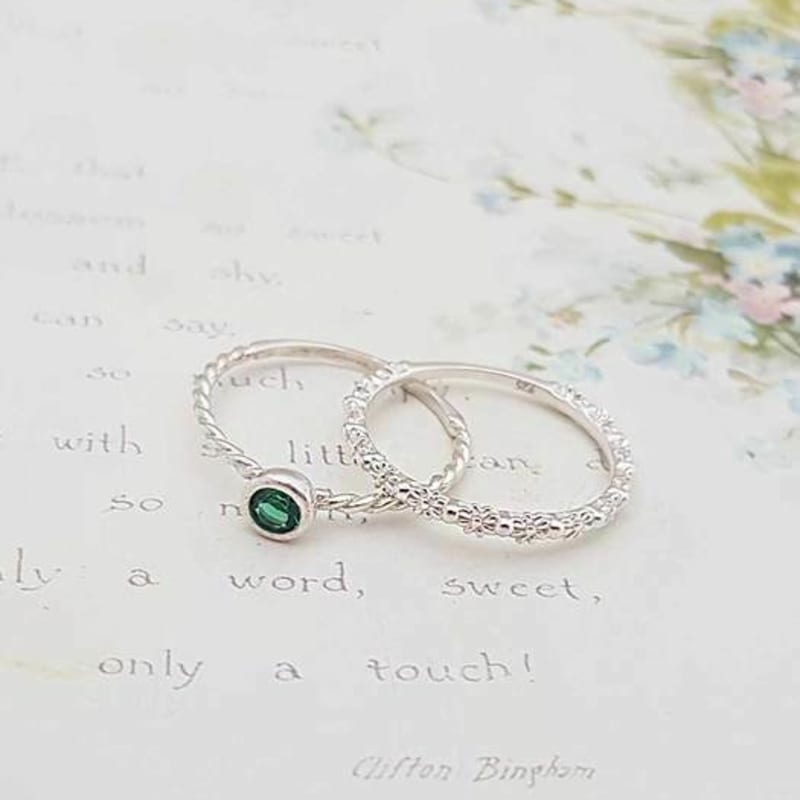 Серебряное кольцо Ollia со слоями из камней по месяцам 4, 5, 6