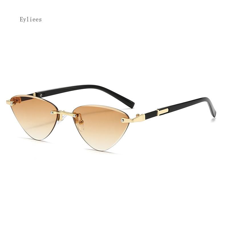 Винтажные треугольные солнцезащитные очки женские безободковые прозрачные линзы цвета морской волны градиентные модные кошачий глаз солнцезащитные очки для мужчин lentes de sol mujer