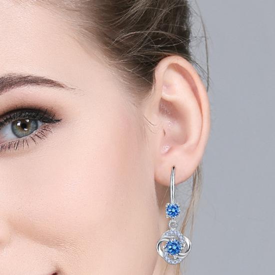 Women Rhinestone Cubic Zirconia Tassel Four-leaf Clover Hook Earrings Jewelry