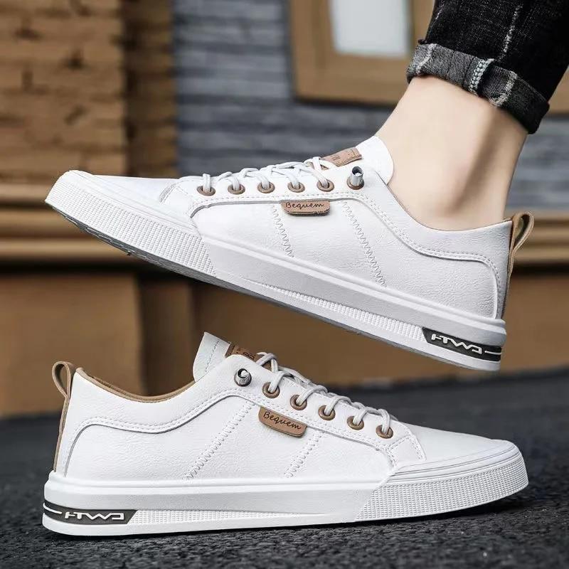 Spring Summer Fashion White Shoes Flat Men Footwear Cool Young Man Brand Street Style Male Shoes