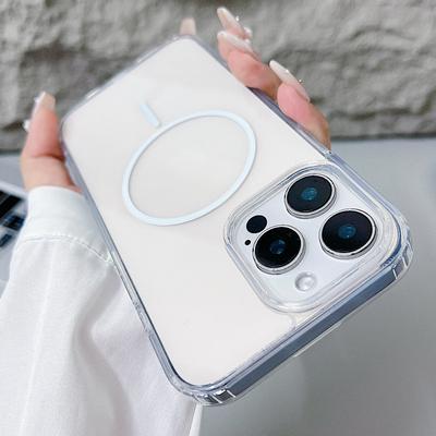 Магнитный прозрачный чехол для iPhone 16 E 15 14 13 12 11 Pro Max Plus mini XS XR Funda для Magsafe Силиконовый прозрачный чехол