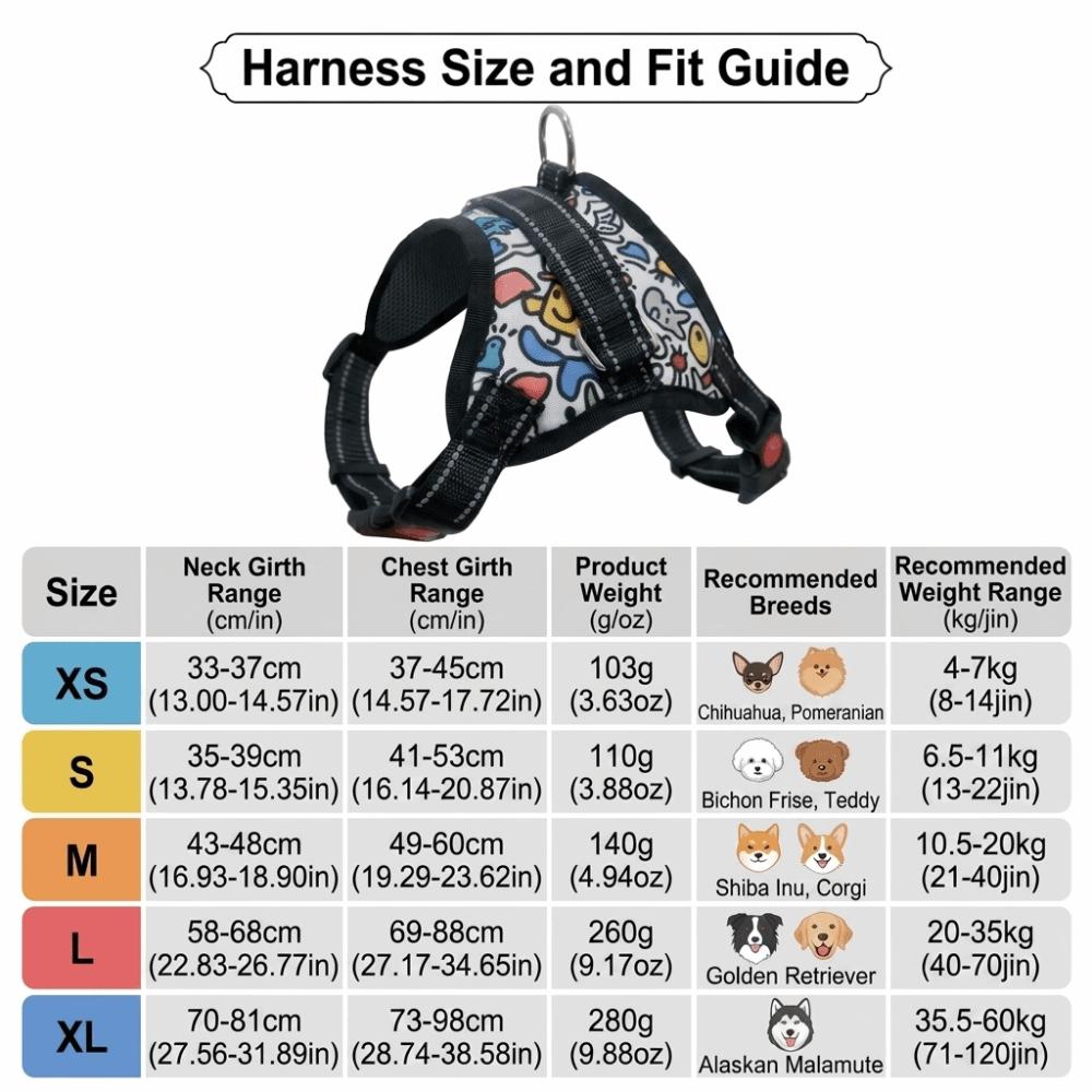 Saddle Shape Pet Harness Oxford Fabric Saddle Dog Harness No Pull Dog Harness Night Outdoor Walk