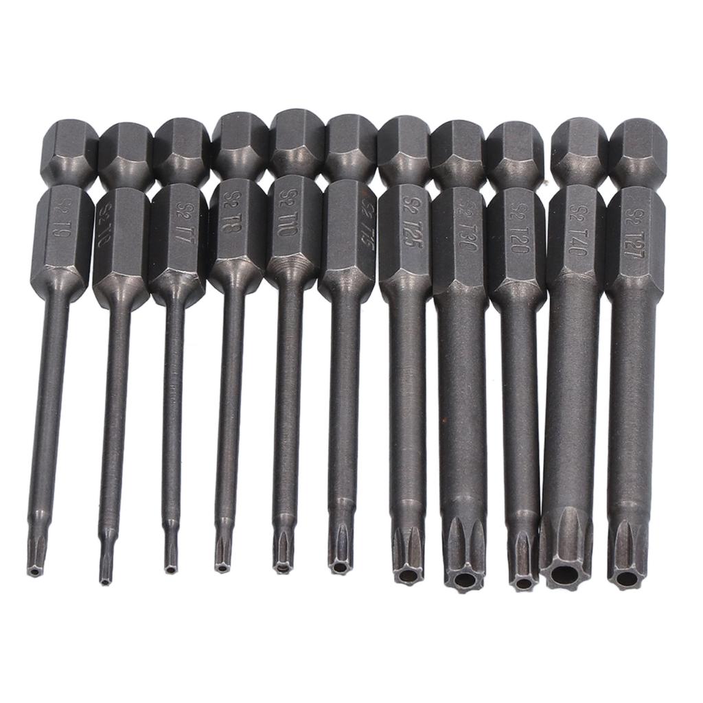 11 Piece Plum Blossom Screwdriver Bit Set 14in Hex Shank S2 Steel Magnetic 75mm Safety Bit Set