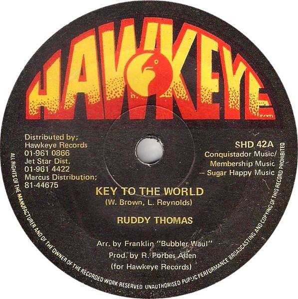 7-дюймовая пластинка RUDDY THOMAS Key To The World SHD42 Hawkeye 1982 UK Регги Ска Дуб Б/у