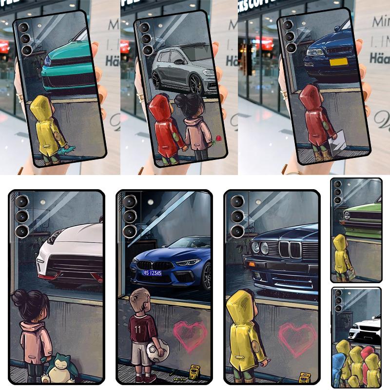 Boy Girl See Cool Sports Car Drift Case For Samsung Galaxy S22 S23 Ultra S21 FE S8 S9 S10 Plus Note 10 20 Ultra S20 FE Coque