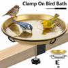 Clamp On Bird Bath Stainless Steel 2 in 1 Bird Bath & Waterer with Adjustable Metal Bracket Railing Bird Feeder for Patio Garden