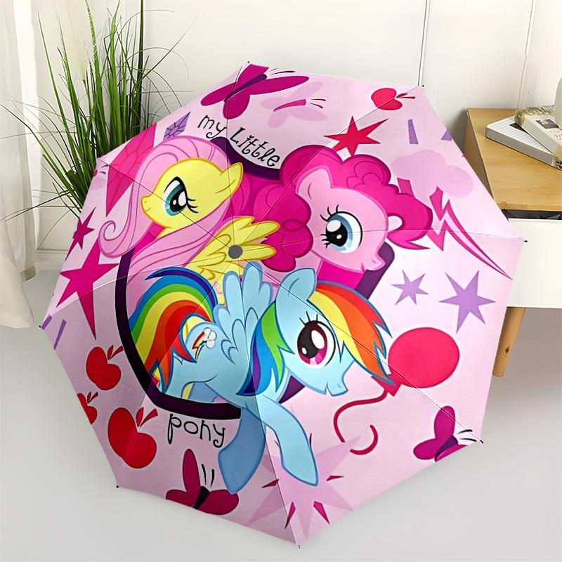 1pc My Little Pony Automatic Folding Umbrella Portable 3-Fold Design, 8-Bone Iron Frame, Outdoor Umbrella, Ideal Gift for Fans, Travelers, Daily Use,