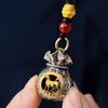 Loong Lucky Bag Pendant Brass Dragon Keychain Sheep 12 Zodiac Keyring Car Key Pendant