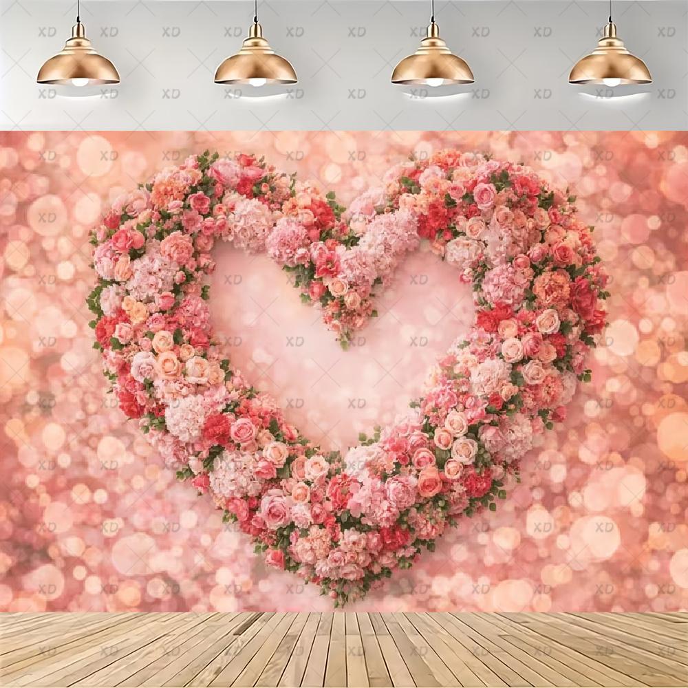 Heart of Love Backdrop, Romantic Love Tree with Red Roses, for Party Decoration, Celebration Background, Banner2341