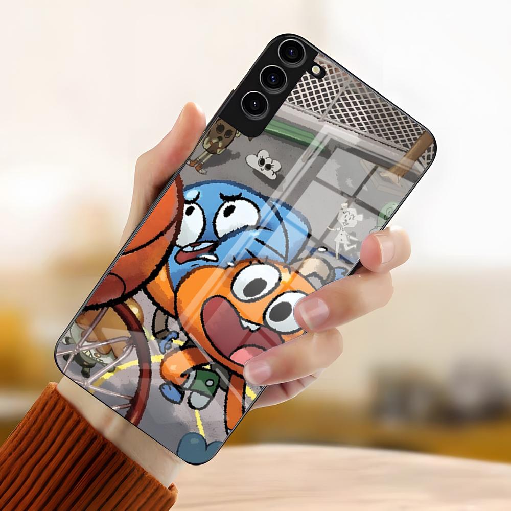 A-Потрясающий мир Гамбола Аниме Чехол для телефона Для Samsung S26 S25 Plus S20 S20 Plus S22 Ultra S23 FE S21 Plus S21 Ultra Стеклянная крышка