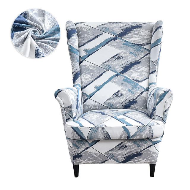 Printed Wing Chair Cover Stretch Spandex Armchair Covers Nordic Washable Relax Sofa Slipcovers Cushion Cover For Wed Decor