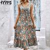 Women's Fashion Summer Spring Floral Print Sleeveless V-Neck Casual Dresses
