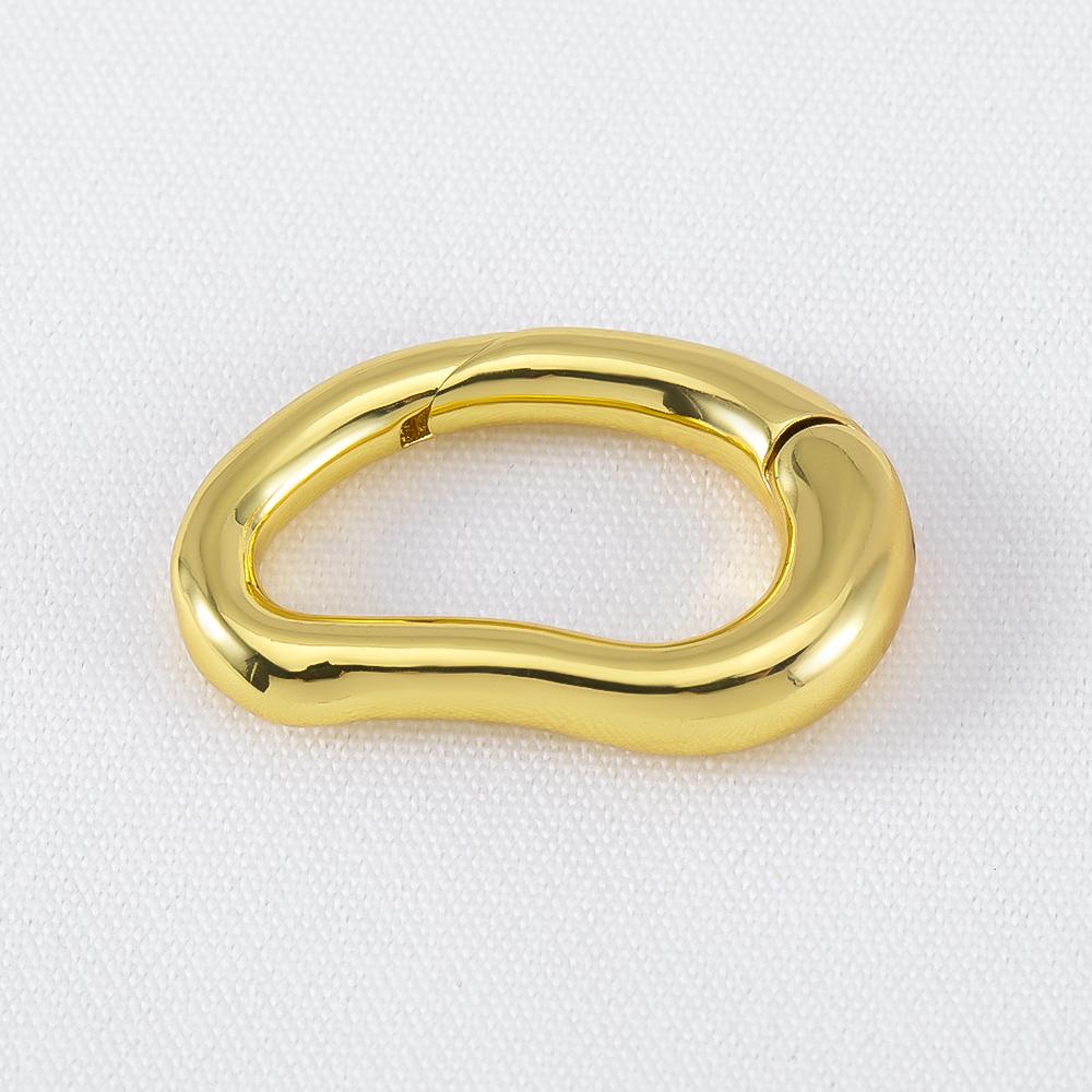 18K Plated D-Ring Pea-shaped Spring Clasp for Bracelet Making Brass Buckle Clasp Carabiner Locks for Jewelry Making Accessories
