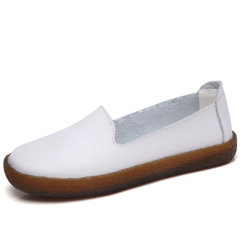 Весна Осень Новые Большие Женские Туфли Кожаные Мягкие Подошвы Лоферы Противоскользящие Удобные Плоские Модные Повседневные Женские Одиночные Туфли Mujer