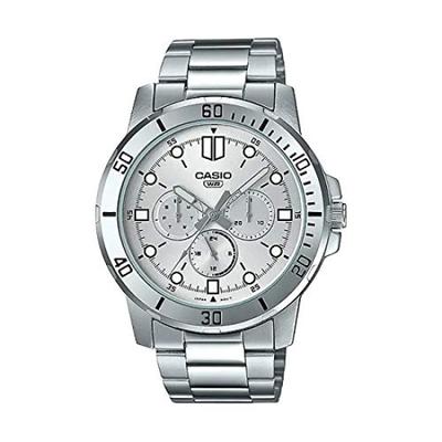 CASIO Стандартные Часы с Датой, Международная Модель, Мужские, MTP-VD300D-7E, Детские, Мальчиковые, Аналоговые, Дисплей, Серебристый,