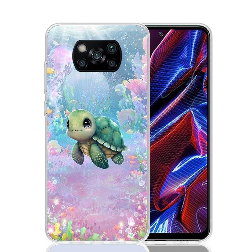 Cartoon Sea Turtle Tortoise Case Phone Cover for Xiaomi Redmi Note 10 9 9S 8 8T 7 5 Pro Mi 12T 11T 10T 9T 12 11 Lite A3 A2 Trend