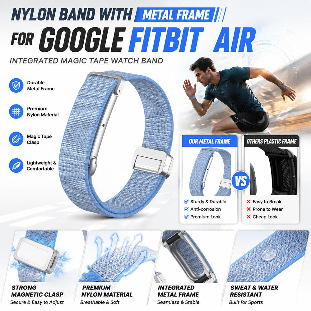 Магнитный нейлоновый ремешок для Google Fitbit Air, дышащий, легкий, сменный ремешок для фитнес-трекера для мужчин и женщин, спортивный