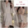 Women's Satin Lace Sheer Deep V Cami Sleep Dress with Robe Lounge Set