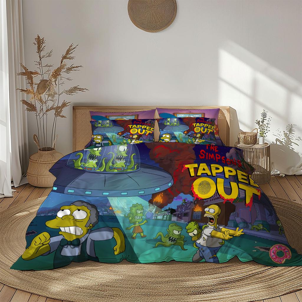 Swimming Simpsons Duvet Cover Set Single Twin Double Queen King Cal King Size Bed Linen Set