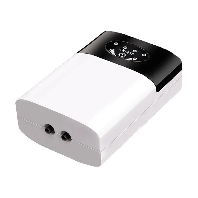 Бесшумный воздушный насос для аквариума, USB-перезаряжаемый, двухцелевой кислородный насос для аквариумов и рыбалки на открытом воздухе, аккумулятор 2200 мАч, портативный