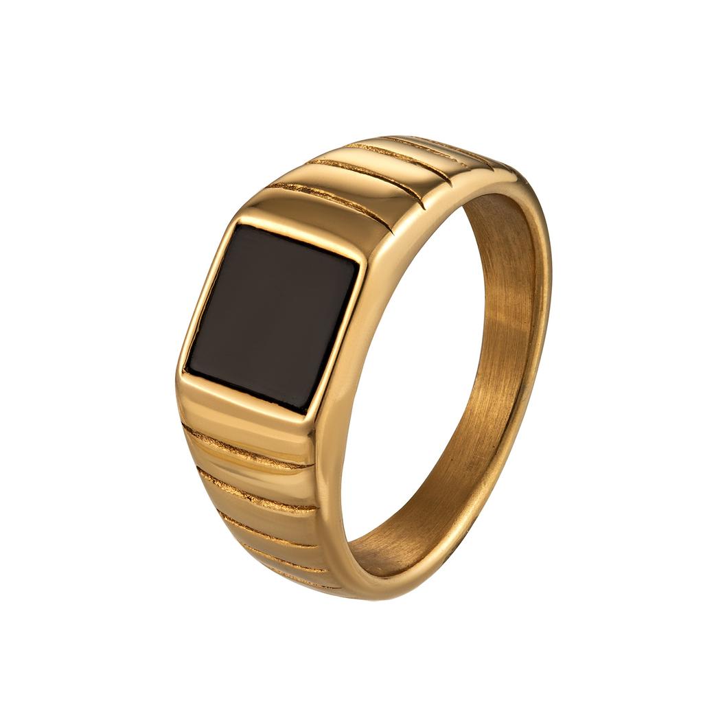 Light Luxury Geometric White Fritillary Ring Niche Black Shell High-grade Ring Women's High Color-preserving Titanium Steel Jewelry