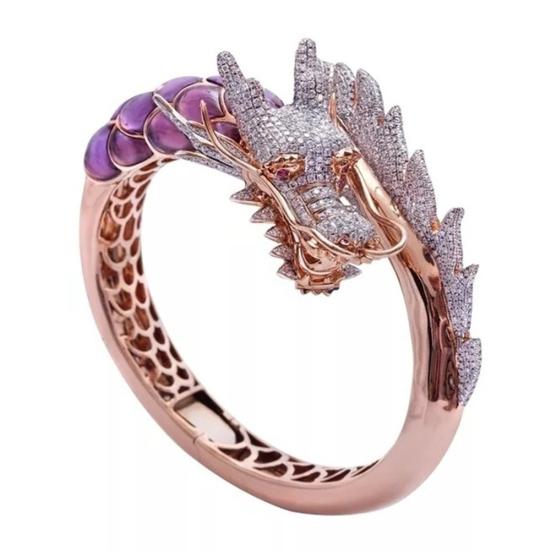 Dragon Finger Inlaid Women Rhinestone Ring Wedding Party Jewelry Gift