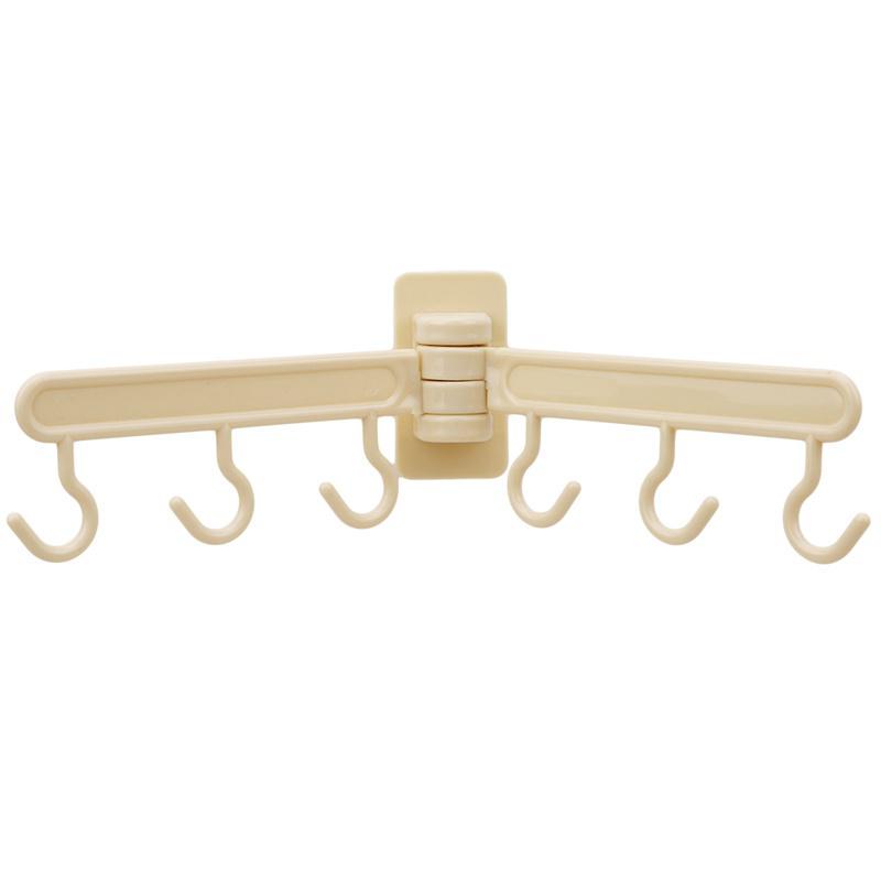 6 Hook Door Cabinet Wall Shelf Bathroom 180 Degree Rotate Strong Sucker Hanger Storage Hooks Rack