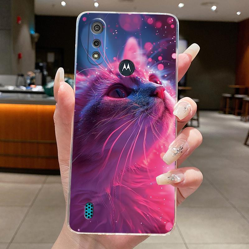Transparent Silicone Case for Moto E6 Plus E6+ E6s XT2053-1 Aesthetic Cute Cat Astronaut Soft Cover for moto E6S e6 plus Cases