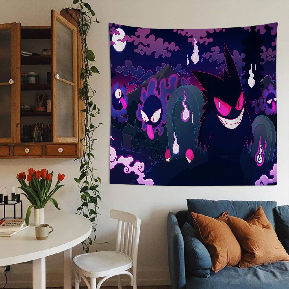 GGengar PPokemons Chart Tapestry Art Science Fiction Room Home Decor Cheap Hippie Wall Hanging