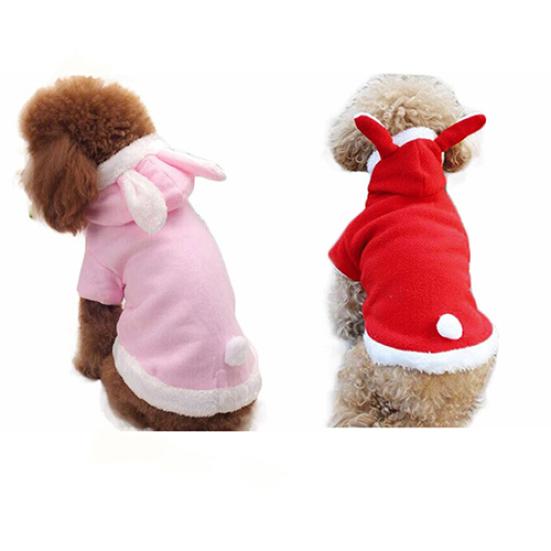 Мягкая флисовая куртка с ушками кролика на капюшоне для домашних питомцев