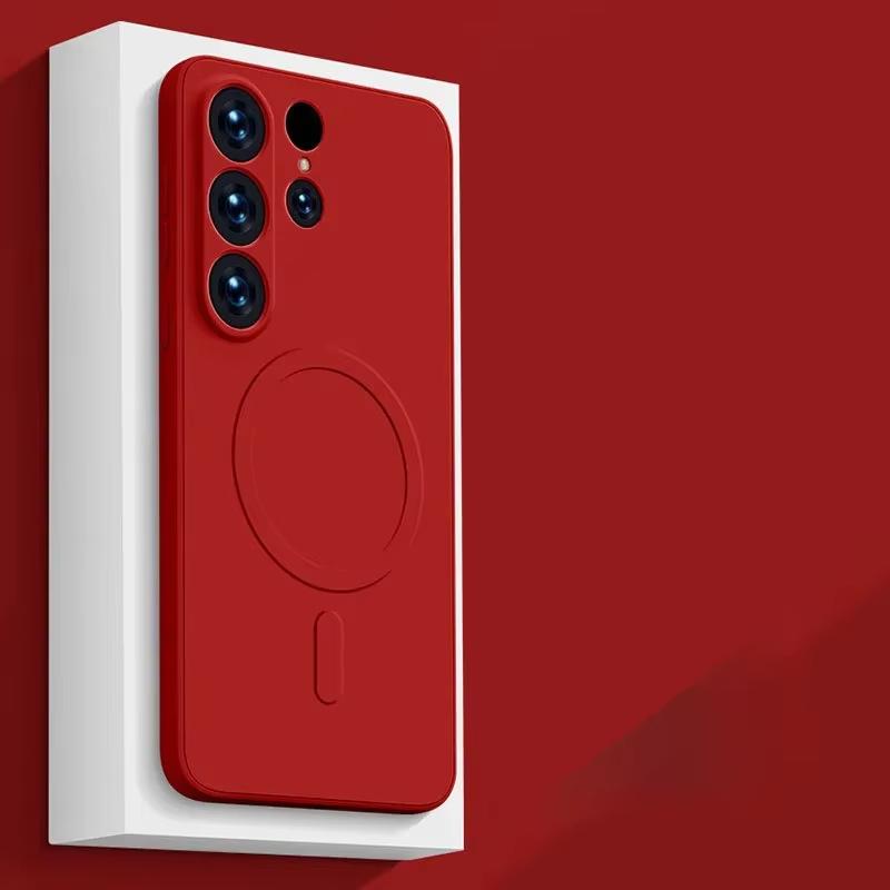 Liquid Silicone Matte Magnetic Phone Case For Samsung Galaxy S25 S24 Ultra S23 S22 Plus S21 FE For Magsafe Wireless Charge Cover