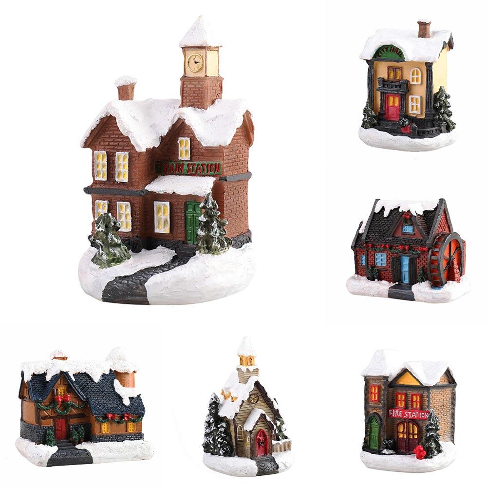 Рождественская яркость светодиодная подсветка мини-деревенский дом сцена рождественские украшения товары для домашнего декора для вечеринки
