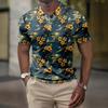 Men's Summer Hawaii Printed Golf Shirt Botton Short Sleeve Top Men's Casual Fashion Shirt