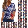 Жен. Футболка Футболка С принтом Пуговицы С короткими рукавами Повседневные Выходные Мода Классический V-образный вырез Обычный Верх