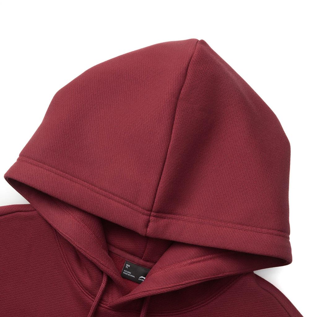 Li Ning Sports Fashion Series American Retro Fleece Loose Hooded Printed Letter Casual Sweatshirt Women sweatshirt Bicycle-Red AWDU923-15