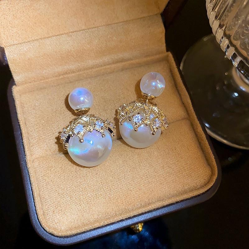 Pearl Tassel Earrings with Silver Needle & Floral Design – Medieval Vintage Style for Women