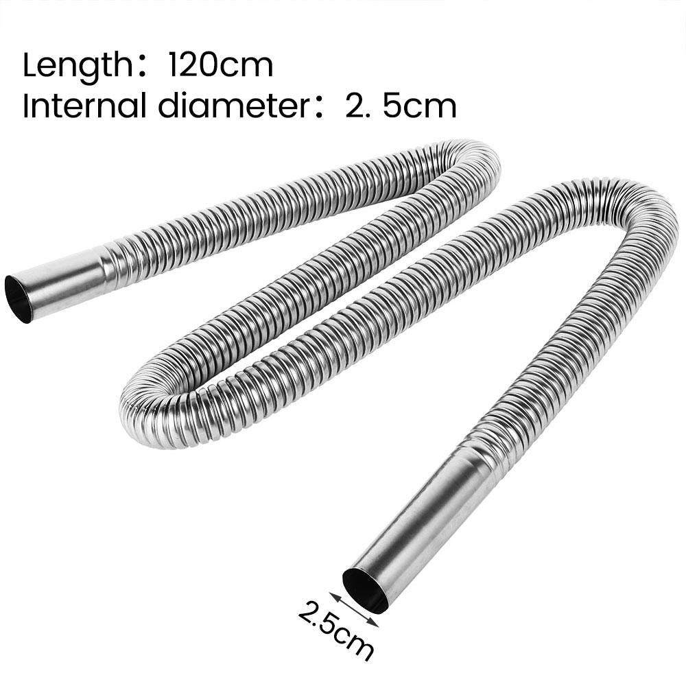 120/200CM Air Diesel Parking Heater Stainless Steel Exhaust Pipe Tube Gas Vent Hose Car Truck VAN with 2 Exhaust Clamp
