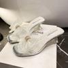 2025 new slippers female transparent bow summer new sexy fairy style high heels sandals stiletto heel spot